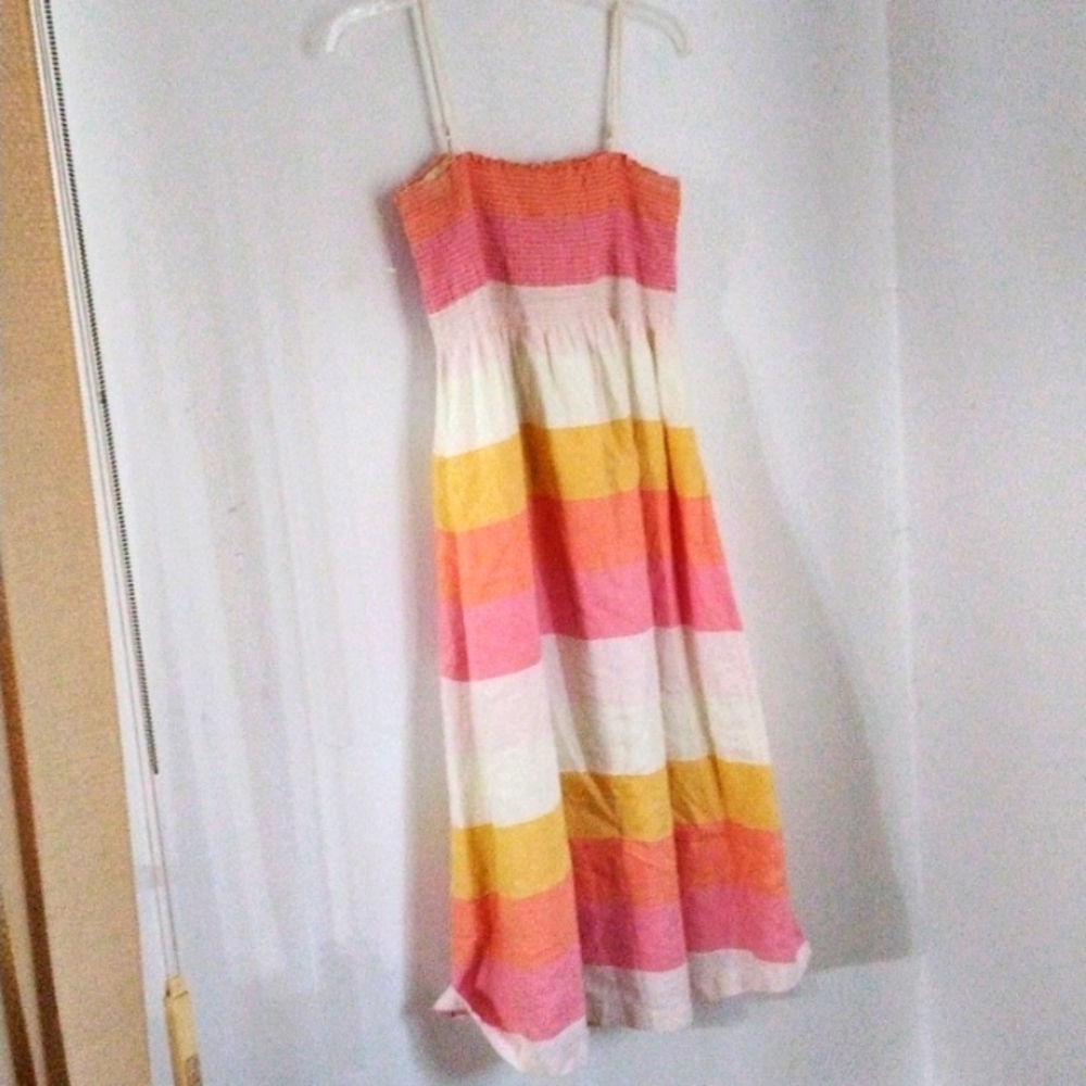 Vintage Gap lined linen striped dress